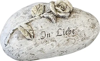 Produktbild von Kleiner Grabstein „In Liebe“ mit Rosenmotiv – Grabdeko 9,5 x 6 x 4 cm aus Polyresin