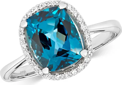 Produktbild von 9 Karat (375) Weißgold Cluster Damen - Diamant Ring Brillant-Schliff 0.08 Karat mit London - Blautopas, 54 (17.2); TRS10893RSN