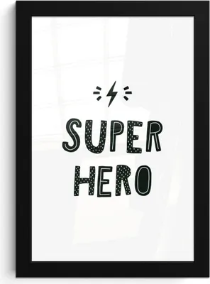 Produktbild von MuchoWow® MuchoWow® Gerahmtes Poster Kinder - Superhelden - Schwarz - Weiß - Jungen - Mädchen - Baby - Kind 20x30 cm - Poster mit zchwarzem Bilderrahmen - Drucken - Bilder Poster im Rahmen