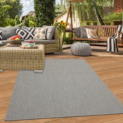 Produktbild von Sisal Flachgewebeteppich In- & Outdoor Unidesign in grau Größe - 160x220 cm