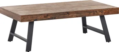 Produktbild von BELIANI Couchtisch Dunkelbraun aus Kiefernholz 130 x 70 cm Schwarze Metallbeine Industrial Stil Wohnzimmer
