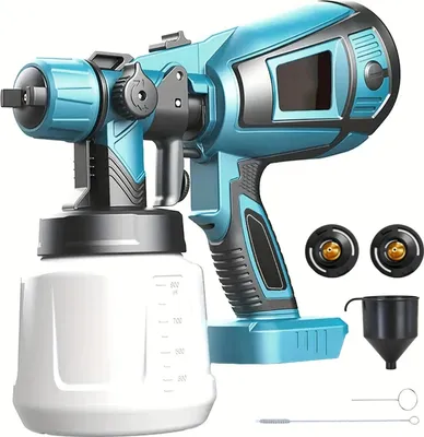 Zdjęcie produktu dla Elektryczny pistolet do malowania farbą - Mini pistolet lakierniczy - 200W, bezprzewodowy, HVLP - zbiornik 1000 ml - do akumulatora 18V - bez akumulatora