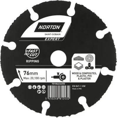 Produktbild von Hartmetalltrennscheibe Norton Multi Carbide Ø 76x10mm