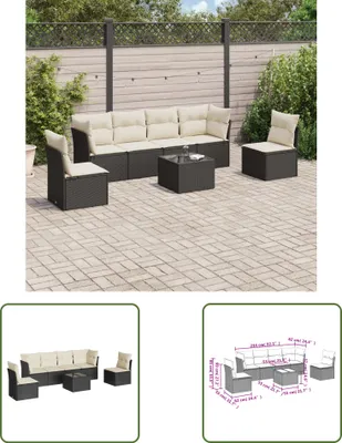 Produktbild von The Living Store 7-tlg. Garten-Sofagarnitur mit Kissen Schwarz Poly Rattan