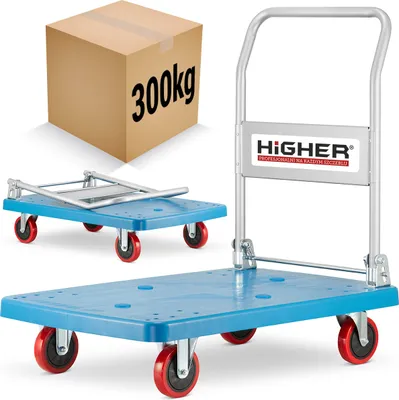Zdjęcie produktu dla Wózek platformowy transportowy warsztatowy magazynowy HIGHER pełne koła 300kg LH05-300