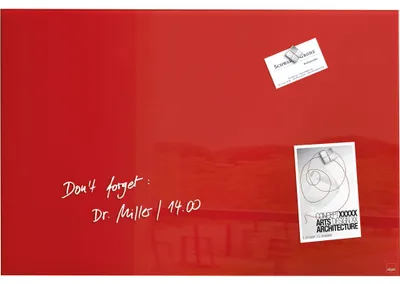 Produktbild von SIGEL GL212 Glas-Whiteboard / große Glasmagnettafel Artverum, 120x90 cm, rot