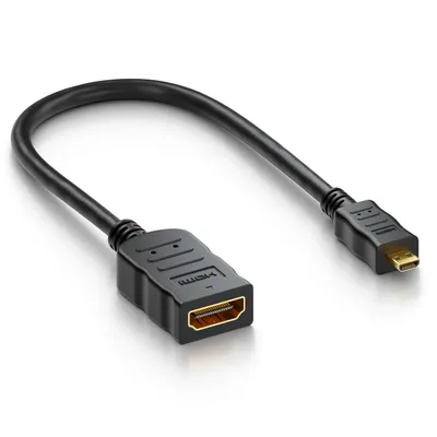 Produktbild von deleyCON Micro HDMI Adapter Kabel Portsaver Micro HDMI Stecker auf HDMI Buchse - Audio Video Übertragung 4K UHD 2160p FULL HD 1080p