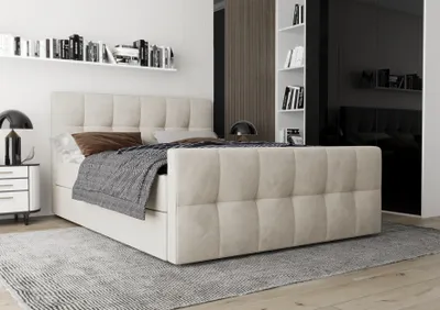 Produktbild von AX LIVING Boxspringbett 160x200 mit Bettkasten Settlio in Creme – Stil & Komfort