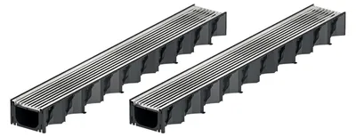 Produktbild von 2x1m ACO Hexaline 2.0 Entwässerungsrinne mit Edelstahl Längsstab Stegrost Rinne Bodenrinne Terrassenrinne