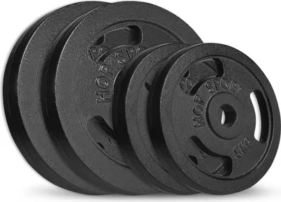 Produktbild von Hop-Sport 30kg Grip Hantelscheiben-Set 2x5 + 2x10 kg Gusseisen Gewichte 30/31mm Hanteln