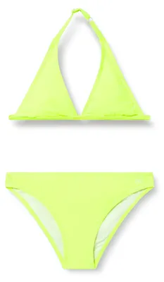 Immagine prodotto di Set bikini a due pezzi per bambine, tinta unita, giallo fluo