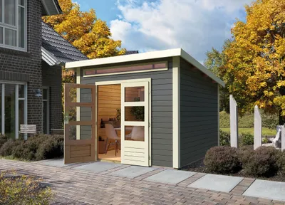 Produktbild von Karibu Gartenhaus Gerätehaus Kandern 6 terragrau 274x274x222 cm