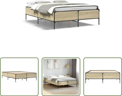 Produktbild von The Living Store Bettgestell Sonoma-Eiche 120x190 cm Holzwerkstoff und Metall