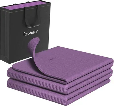 Produktbild von Famanu Yogamat Faltbar 6 mm Dick mit Tragetasche - Antirutsch TPE Pilates-Matte 183 cm L x 61 cm B