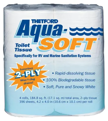 Productafbeelding van Thetford 03300 Aqua-Soft toiletpapier, 2-laags, 4 rollen
