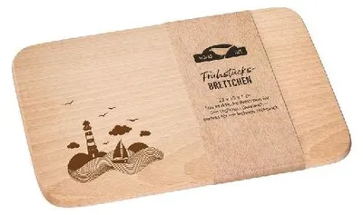 Produktbild von Maritimes Frühstücksbrett aus Buchenholz mit graviertem Motiv 22x15x1 cm