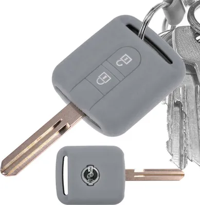 Produktbild von Auto Schlüssel Hülle Silikon Schutz Cover Grau kompatibel mit Nissan Note Almera II X-Trail Qashqai Tiida Primera 2 Tasten Funk Fernbedienung