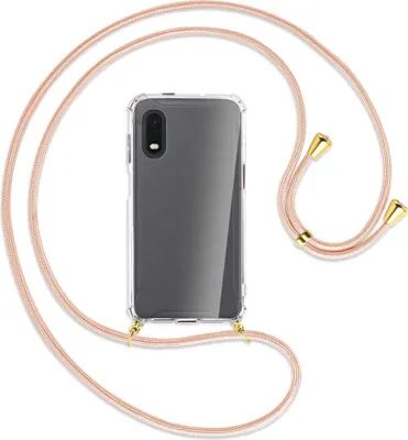 Produktbild von Handykette Backcover-Schutzhülle mit Band (Metall goldfarben) für Samsung Galaxy Xcover Pro - rose peach