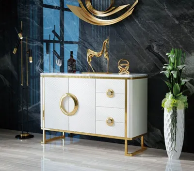 Immagine prodotto di Cassettiera di design elegante credenza italiana cassettiere basse in pelle mobili bianchi
