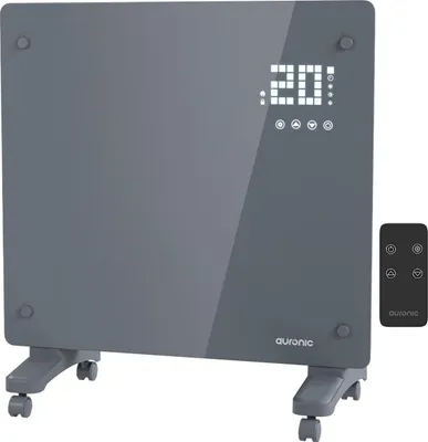 Produktbild von Auronic Konvektorheizung 1000W Grau - Glas-Panel mit Thermostat - Timer - Fernbedienung