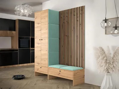 Obrázek produktu pro Stěna do chodby ZAMORA 3 - dub artisan / tyrkysová
