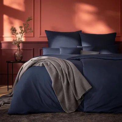 Produktbild von Estella Bettwäsche Takoma" dunkelblau 1x 155x220 cm + 1x 80x80 cm"