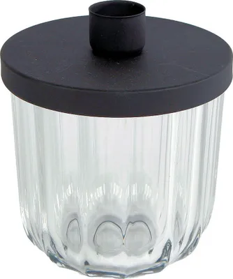 Image de Porte-bougies en métal avec verre - 11 cm - Deko Table Support de bougies noir