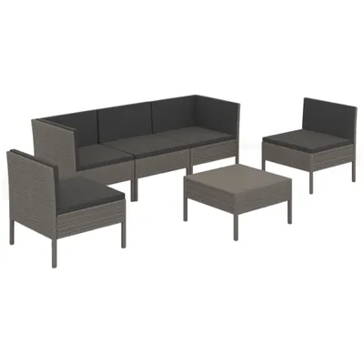 Produktbild von vidaXL 6-tlg. Garten-Lounge-Set mit Auflagen Poly Rattan Grau