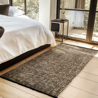 Produktbild von Homebyhome, Baumwolle Teppich Chenille Waschbar, Boho-Stil, Rutschfest & Weich, für Wohnzimmer, Schlafzimmer, Grösse: 80x150 cm