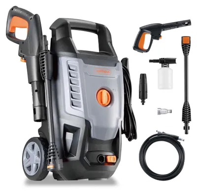 Imagen del producto de Limpiadora a presión eléctrica - 1600 W - 130 bar - 5 metros de manguera - Ideal para terrazas y coches