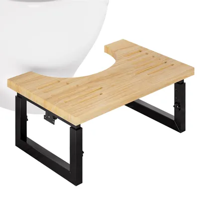 Immagine prodotto di Yorbay sgabello per WC Sgabello per WC in bambù con funzione pieghevole Regolazione in altezza a 3 livelli