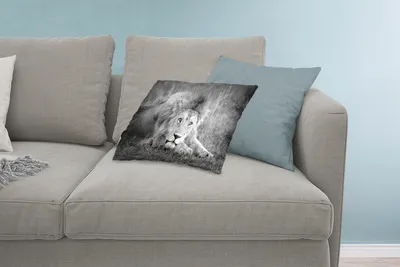 Produktbild von MuchoWow® Zierkissen Sofakissen Wohnzimmer Dekokissen 60x40 cm Löwe - Schwarz - Tiere - Kopfkissen - Polster mit Foto