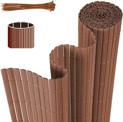 Productafbeelding van 1,8x4 meter PVC-tuindeur voor privacy – Tuinhek en balkondeur voor tuin en balkon - bruin, 1,8x4 meter
