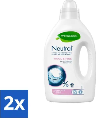 Produktbild von Neutrales Flüssigwaschmittel Wolle & Feines 20 Wäschen 1 Liter - Vorteilspack - 2 Stücke