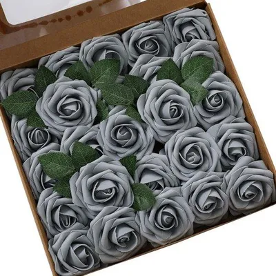 Image de Unyqoos® : Roses en mousse artisanales avec tige flexible en fil métallique – Fleurs artificielles réalistes, diamètre 7,6 cm, tige de 20,3 cm, idéales pour la décoration de mariages, de tables et de gâteaux