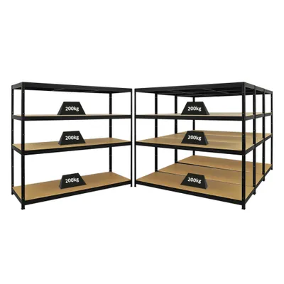 Produktbild von Mega Deal | 4x Schwerlastregal Giant Elephant | HxBxT 160x180x60cm | Fachlast 200kg | Schwarz