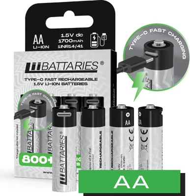 Immagine prodotto di LiiBattaries BATTERIA POWERFUL AA 4pcs USB-C 1700mAh 1.5V LIT-ION