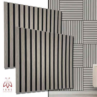 Immagine prodotto di Pannelli acustici Doghe 3D MDF con feltro 520x520x15mm - 2 pezzi (0,54m²) | fonoassorbenti e decorativi | rivestimento murale effetto legno 11002C