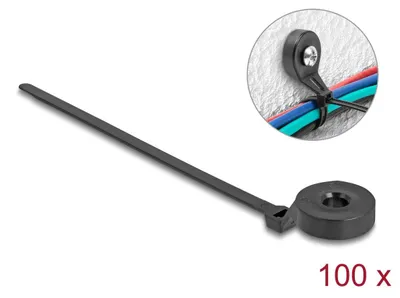 Image de Delock Kabelbinder mit Befestigungsöse L 180 x B schwarz 100 Stück