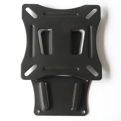 A black metal TV wall mount is shown against a white background.