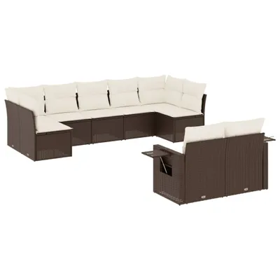 Produktbild von vidaXL 9-tlg. Garten-Sofagarnitur mit Kissen Braun Poly Rattan