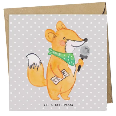 Produktbild von Mr. & Mrs. Panda Grußkarte Journalist Herz - Grau Pastell - Geschenk, doppelkarte, Glückwunschkarte, Klappkarte, Studium, Interview, faltkarte, anlasskarte, Ausbildung