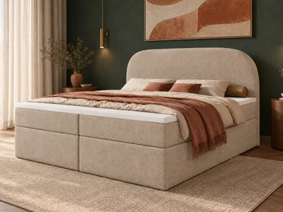 Produktbild von Emlar Boxspringbett Mona 2 140x200 - Komplett-Set mit Matratze und Topper - Polsterbett mit Bettkästen - Boxspringbett Creme (Quelle 06)