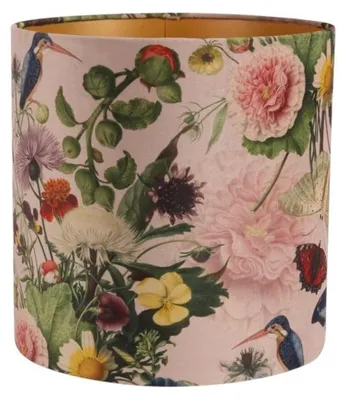 Image de Abat-jour de 30 cm - Motif floral - Rose - Tissu