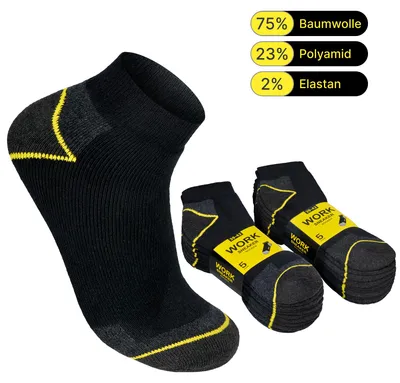 Produktbild von Herren Arbeitssocken (5/10 oder 20 Paar) WORK Sneaker Socken Baumwolle 10 Paar 47 - 50 Schwarz