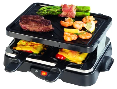 Produktbild von CUISINE EDITION Raclette-Grill für 4 Personen | Kompakter Raclette-Grill mit Antihaftbeschichtung und Cool-Touch-Griffen | Schwarz