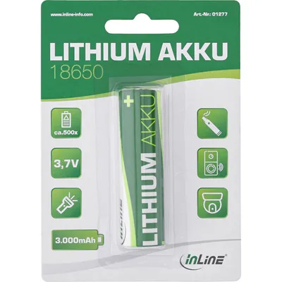 Obrázek produktu pro InLine® 01277 InLine® Lithiová baterie, 3000mAh, 18650, 3,7V