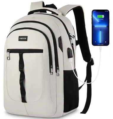 Zdjęcie produktu dla Plecak uni  z portem USB i przegrodą na laptopa do 15,6 cala, kolor beżowy