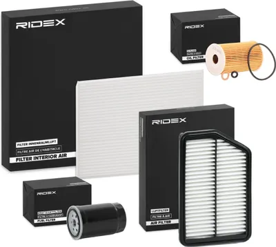 Produktbild von RIDEX Filterset Inspektionspaket Filtersatz für HYUNDAI ix35 (LM, EL, ELH) für KIA SPORTAGE (SL)
