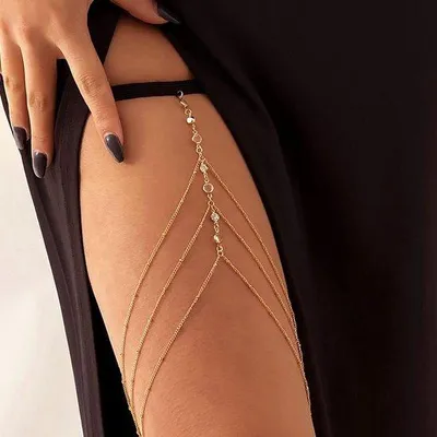Produktbild von Bikinikette mit Kristall-Design - Elastische Strandkette - Zweisitzig - Silberfarben - 12,5 x 7,8 cm